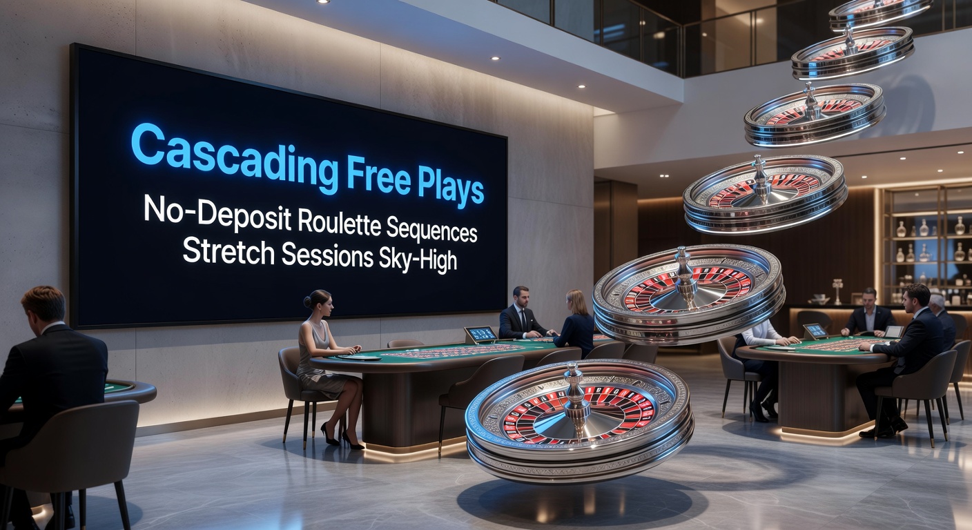 Animated graphic of bonus icons cascading down a digital roulette table, symbolizing chained no-deposit offers extending play