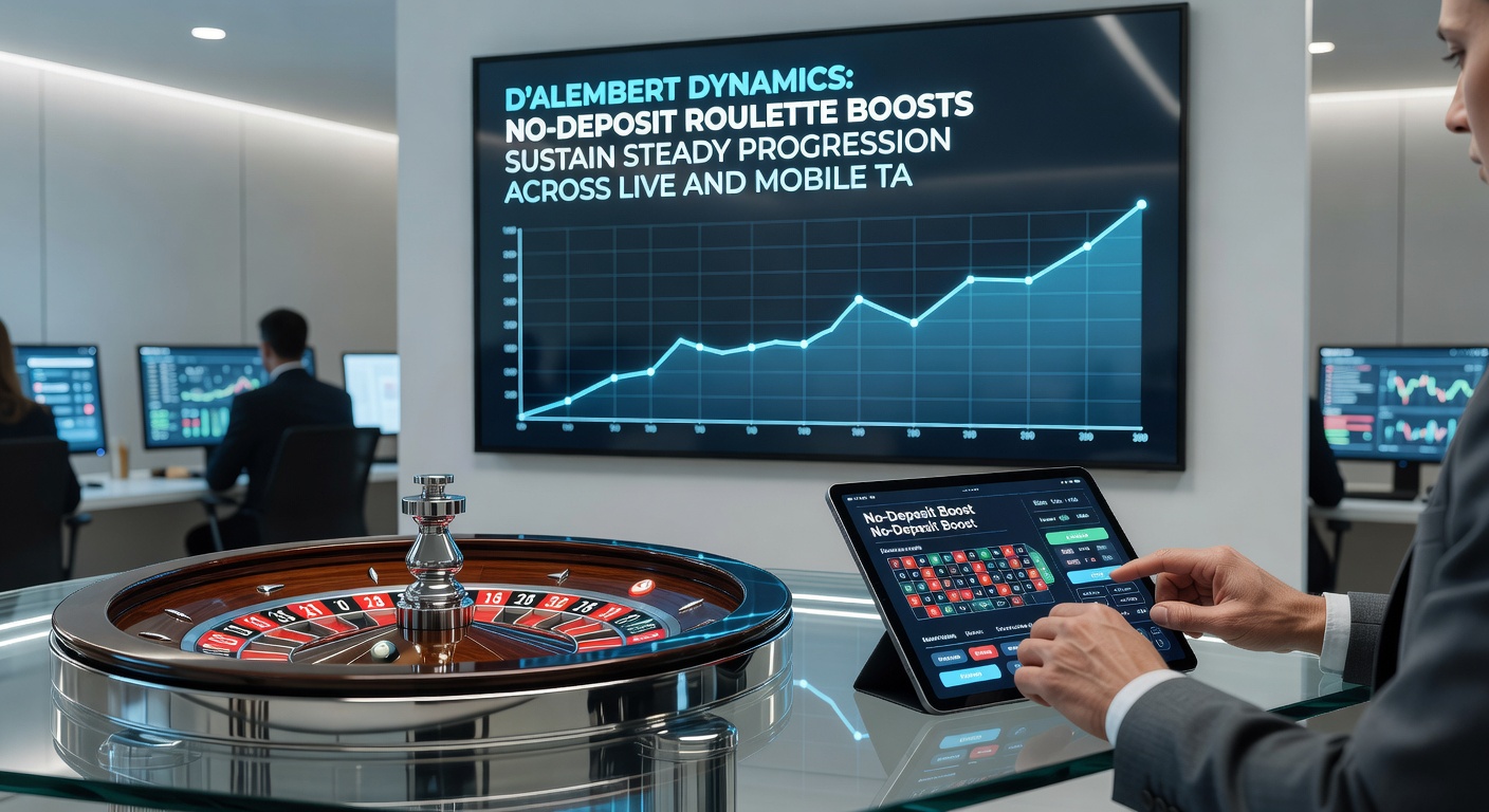 Close-up of mobile roulette interface displaying D'Alembert progression chart alongside live dealer stream and no-deposit bonus ticker, emphasizing cross-platform steady gains