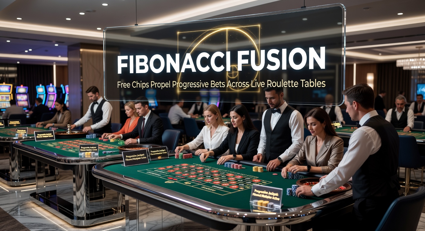 Dynamic live roulette table with Fibonacci sequence overlay and free chip icons highlighting progressive betting flow