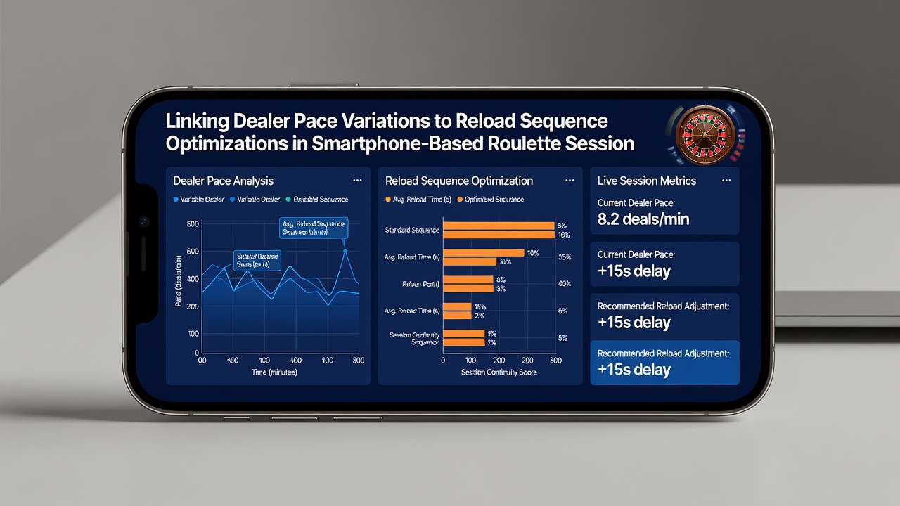 Close-up view of mobile roulette interface highlighting reload timing features and dealer pace indicators