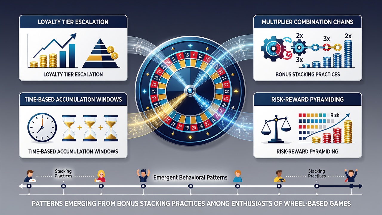 Data charts displaying bonus stacking frequency among wheel game participants in multiple jurisdictions