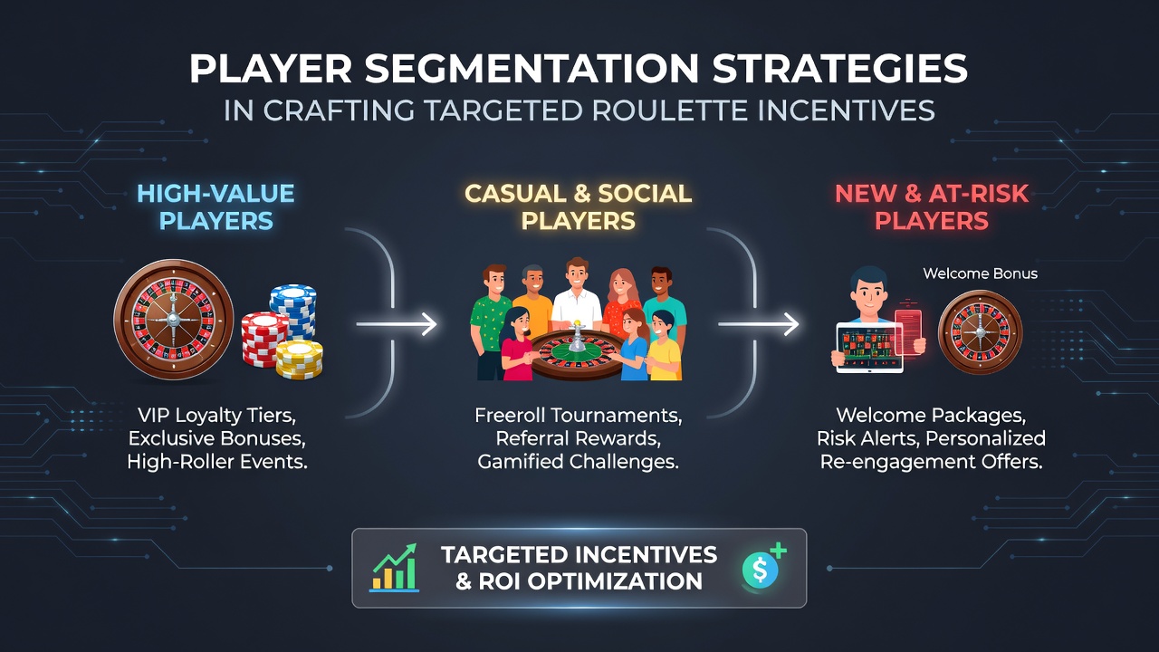 Casino analysts reviewing segmented player data dashboards for roulette promotions