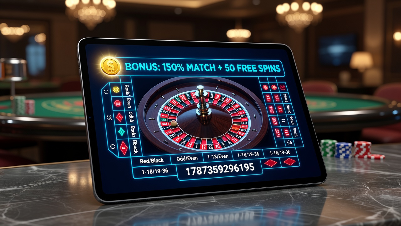 Live dealer roulette table with players placing bets and bonus indicators on screen