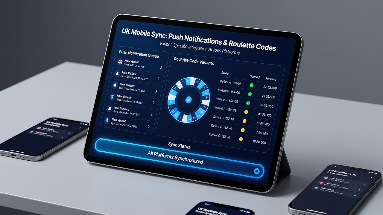 Backend dashboard view of synchronized roulette code distribution across mobile notification systems